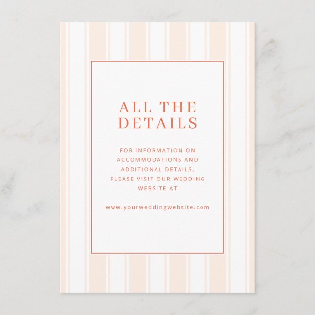 Elegant Peach Minimalist Stripes Enclosure Card (Front)
