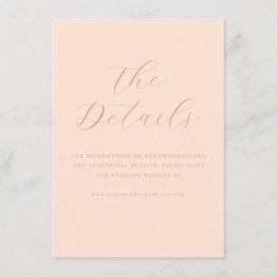 Elegant Peach Minimalist Wedding Details Card