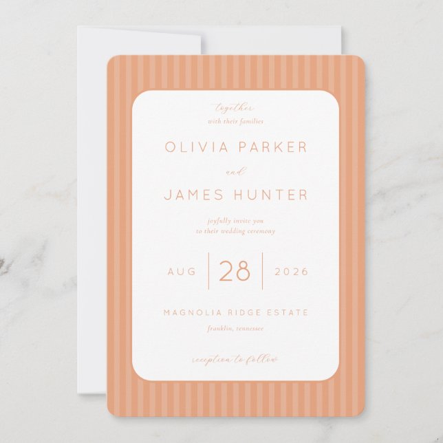 Elegant Peach Minimalist Wedding Invitation (Front)