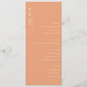 Elegant Peach Minimalist Wedding Menu