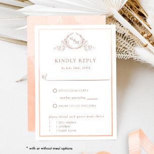 Elegant Peach Monogram and Watercolor RSVP
