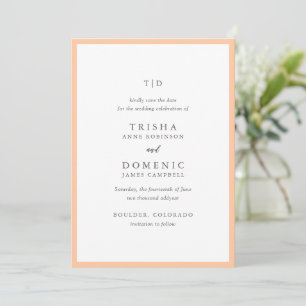 Elegant Peach Monogram Modern Wedding Save The Date