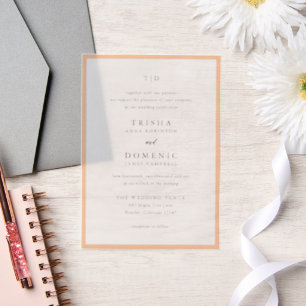 Elegant Peach Monogram Modern Wedding Vellum Invitations