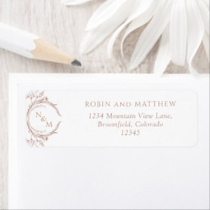 Elegant Peach Monogram Wedding Return Address