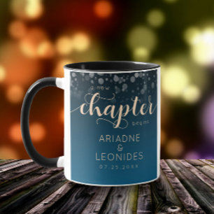Elegant Peach Mykonos Blue Wedding A New Chapter Mug