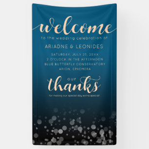Elegant Peach Oceanic Blue Wedding Welcome Banner