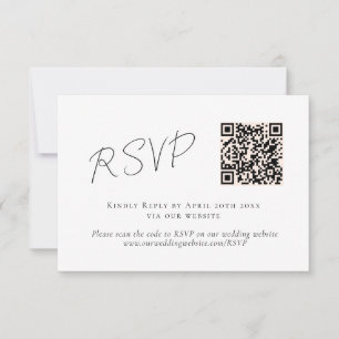 Elegant Peach Orange Fuzz QR Code Wedding RSVP  Card