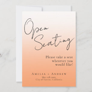 Elegant Peach Orange Fuzz Wedding Open Seating 