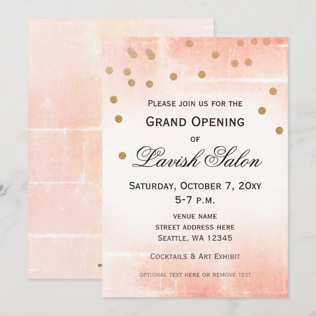 Elegant Peach Pink Corporate Party Invitation (Front/Back)