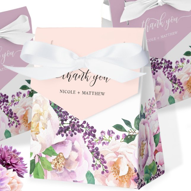 Elegant Peach Pink Purple Pastel Floral Favour Box (Creator Uploaded)