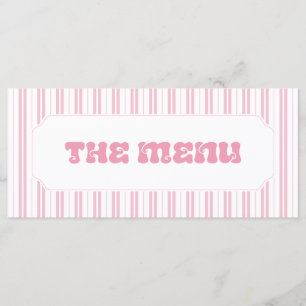 Elegant Peach Pink Striped Pattern Baby Shower Menu