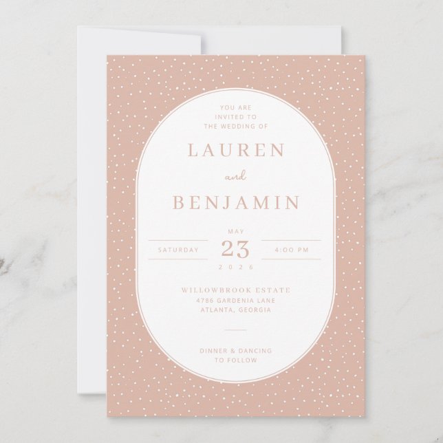 Elegant Peach Polka Dots Invitation (Front)