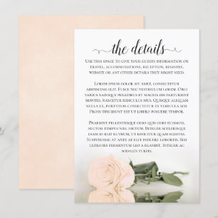 Elegant Peach Romantic Rose Wedding Details Enclosure Card