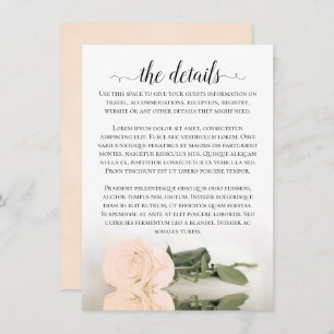 Elegant Peach Romantic Rose Wedding Details Enclosure Card