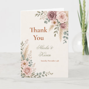 Elegant Peach Rose Ceremony Thank You Card