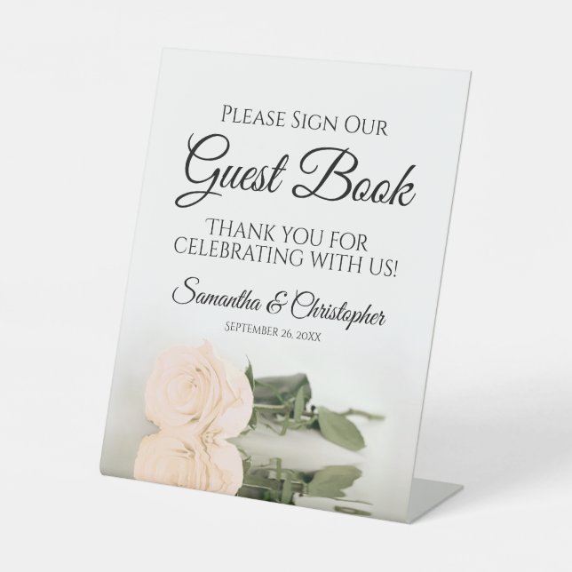 Elegant Peach Rose Please Sign Our Guest Book (Front)