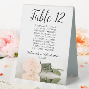 Elegant Peach Rose Wedding Number Seating Chart 