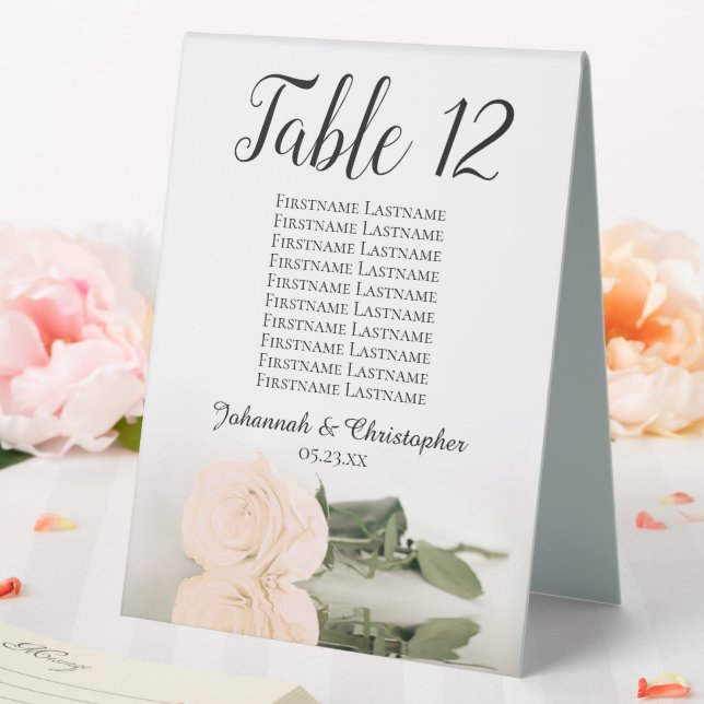 Elegant Peach Rose Wedding Number Seating Chart  (In SItu (Wedding))