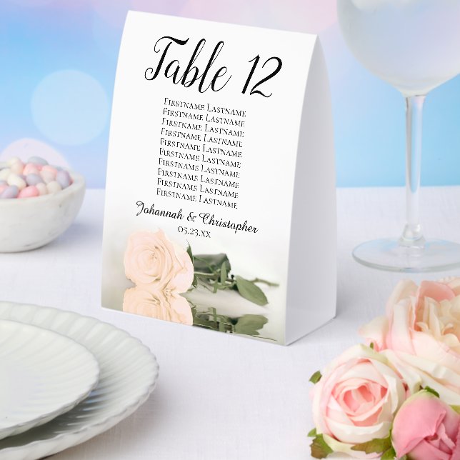 Elegant Peach Rose Wedding Number Seating Chart  (Insitu(Wedding))