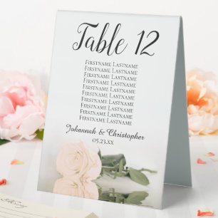 Elegant Peach Rose Wedding Number Seating Chart 