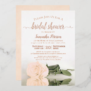 Elegant Peach Rose with Rose Gold Bridal Shower