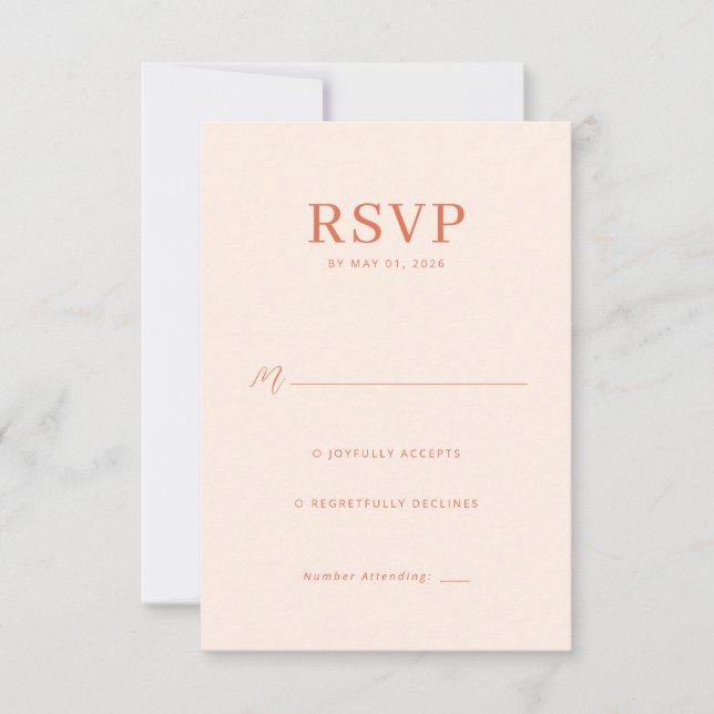 Elegant Peach RSVP Card (Front)