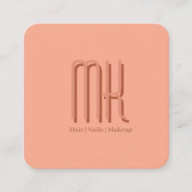 Elegant Peach Salon Monogram Appointment Card (Front)