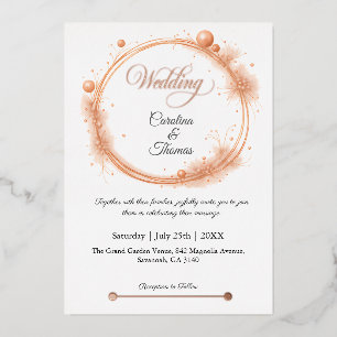 Elegant Peach Sparkle Wedding Script Calligraphy