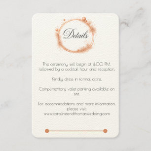 Elegant Peach Sparkle Wedding Script Calligraphy Enclosure Card