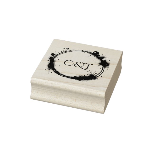 Elegant Peach Sparkle Wedding Script Calligraphy Rubber Stamp (Stamp)