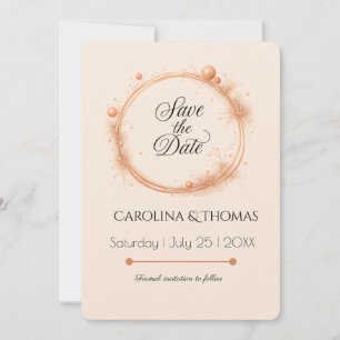 Elegant Peach Sparkle Wedding Script Calligraphy Save The Date