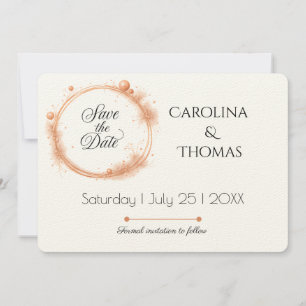 Elegant Peach Sparkle Wedding Script Calligraphy Save The Date