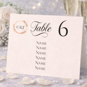 Elegant Peach Sparkle Wedding Script Calligraphy Table Number