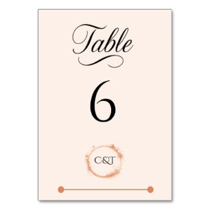 Elegant Peach Sparkle Wedding Script Calligraphy Table Number