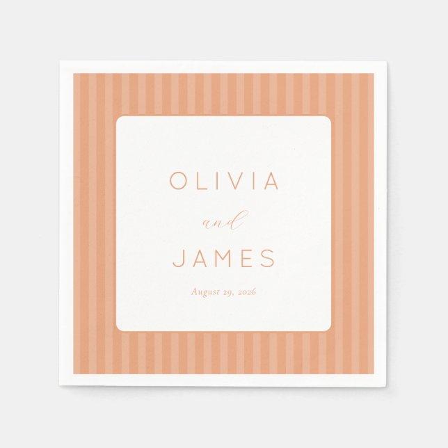 Elegant Peach Stripes Napkin (Front)
