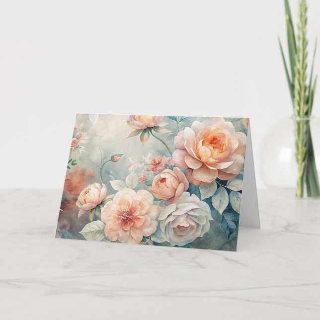 Elegant Peach Tone Vintage Inspired Past Note Card (Front)