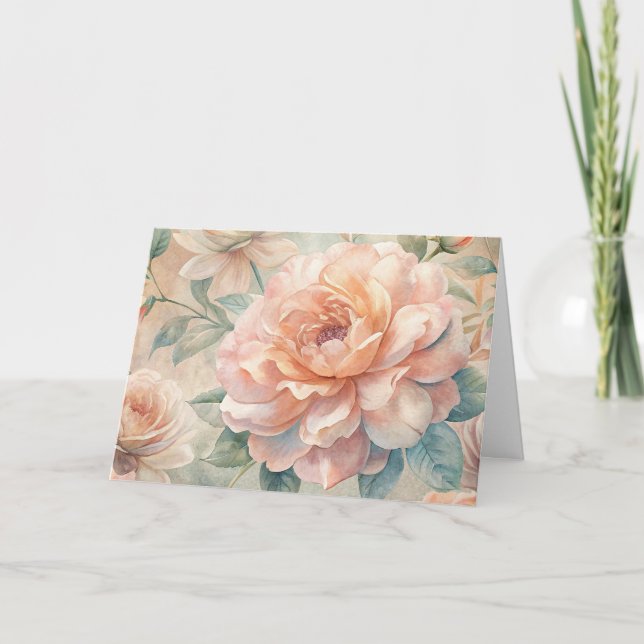 Elegant Peach Tone Vintage Inspired Past Note Card (Front)