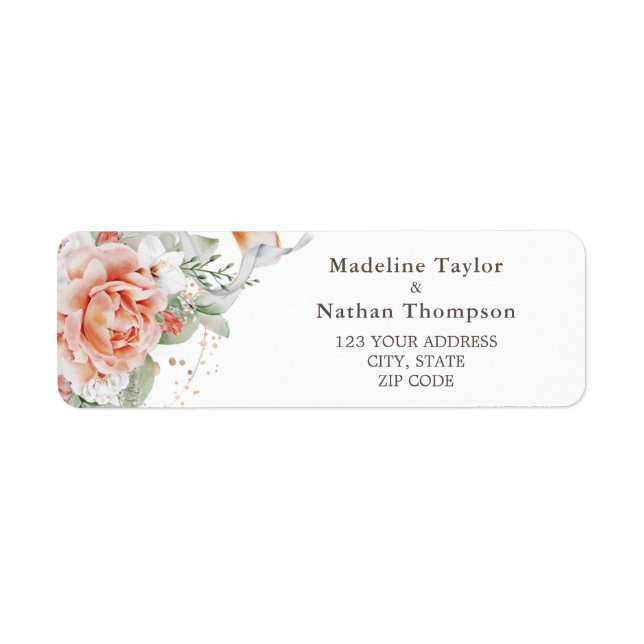 Elegant Peach Watercolor Floral (Front)