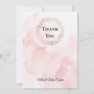 Elegant Peach Watercolor Wedding Thank You Card