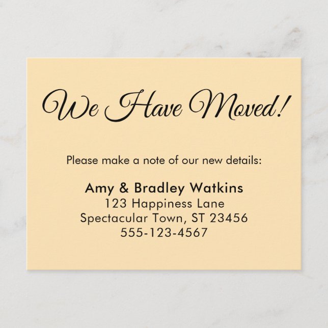 Elegant, Peach We Have Moved Change of Address Enclosure Card (Front)