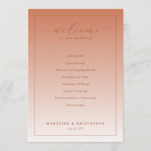 Elegant Peach Wedding Ceremony Program Programme