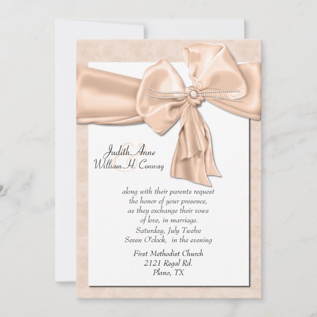 Elegant Peach Wedding Invitation (Front)