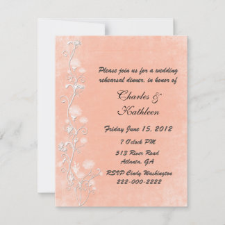 Elegant Peach Wedding Rehearsal Dinner Invitation