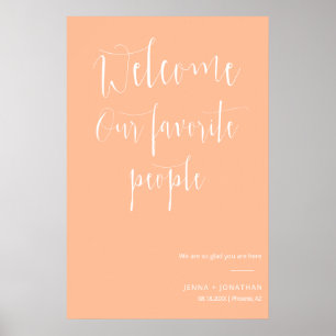 Elegant Peach Welcome Wedding Ceremony Sign