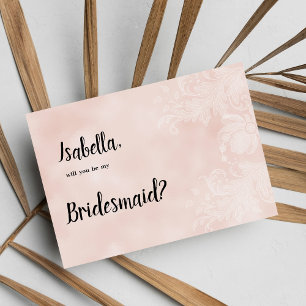 Elegant peach white flower lace frame Bridesmaid Invitation