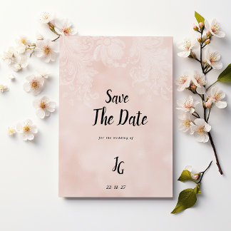 Elegant peach white flower lace Save The Date Invitation