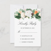 Elegant Peach White Watercolor Floral Fall Wedding