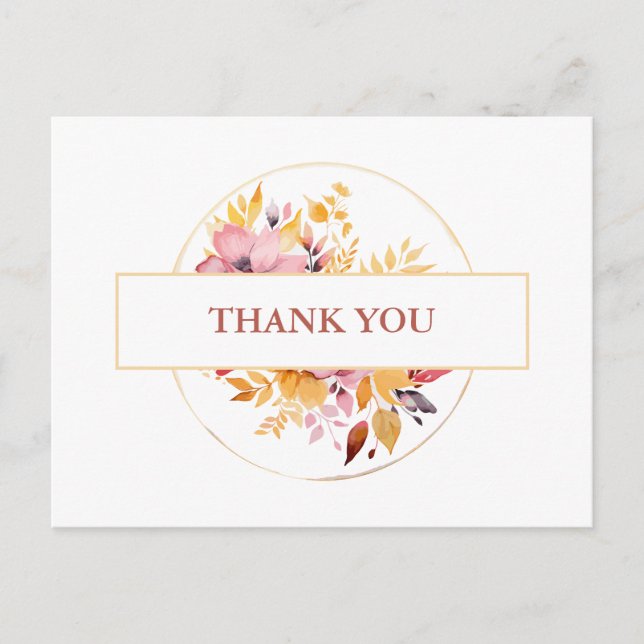 Elegant Peaches and Cream Spring Wedding Thank You Postcard (Front)