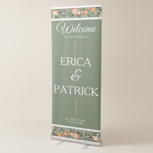 Elegant Peaches Floral Wedding  Retractable Banner