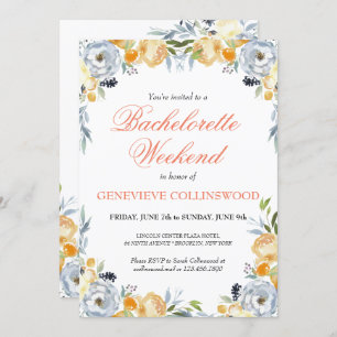 Elegant PeachFloral Bachelorette Weekend Itinerary Invitation